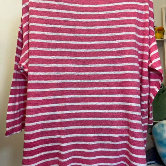 Talbots Woman Pink and White Striped 100 Percent Linen Top Size X - Picture 6 of 6